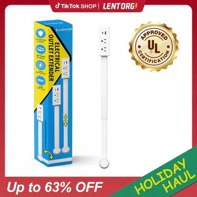【100% FIRE-SAFE】EAZY Outlet Extender – Prevents Fire Hazards, Extendable 18\"-28\" Featuring USB-C, USB-A & 2 AC Outlets, 180° Rotating Plug Adapter for Hard-to-Reach Sockets Behind Furniture, 2025 TikTokShop Black Friday Trending Product, Wall, Swivel Sock