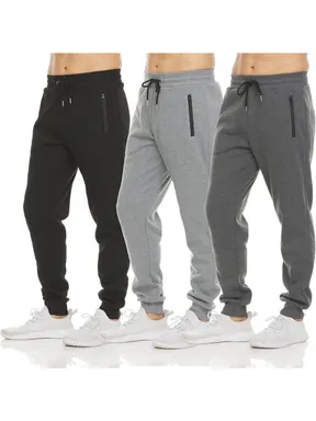 PURE CHAMP Mens Sweatpants 3 Pack Fleece Active Athletic Workout Jogger Sweatpants for Men with Zipper Pocket Size S-3XL