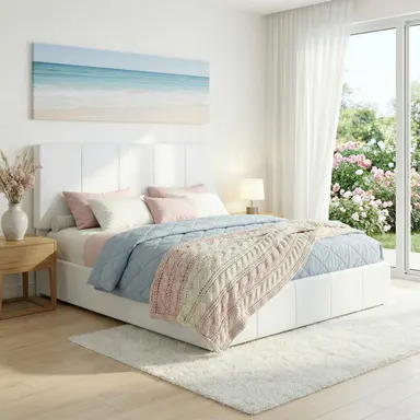 SHA CERLIN Upholstered Platform Bed Frame - Elegant Velvet Wood-Framed, Wide Vertical Stripe Headboard, Solid Wood Slats Support, Slatted Bed Base, Multi-Sizes (Full/Queen/King), Modern Bedroom Furniture, Elegant Look Upgrades Any Bedroom