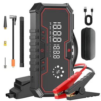 【KAPEEZI】12V Portable Car Jump Starter with 18000mAh Power Bank, 160 PSI Tire Inflator & LED Light, Emergency Battery Booster Kit, Car Tool Kit, Essential Auto Accessories for Roadside Assistance, Daily Driving & Travel