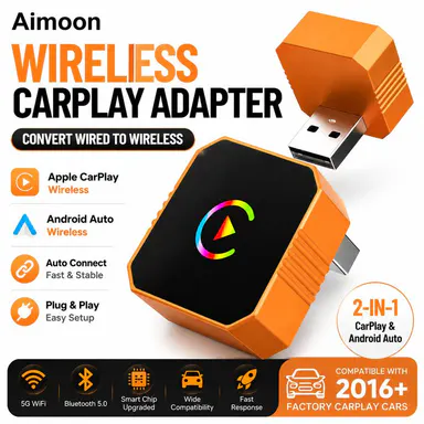 Wireless CarPlay & Android Auto Adapter Dongle, Wired to Wi-Fi Conversion for 2016+ Factory CarPlay Cars, Vehicle & Auto Accessories with USB Type A, Compatible with iPhone (Not for BMW/Tesla), Vehicle Accessories, Wireless Carplay Adapter, Carplay Conver