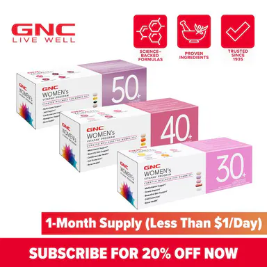 GNC Age-Based Vitapaks Program for Women - 30+/40+/50+ Daily Packs for Overall Wellness with Multivitamin, Stress Support, Beautiful Skin, Bone Health & Omega-3s
