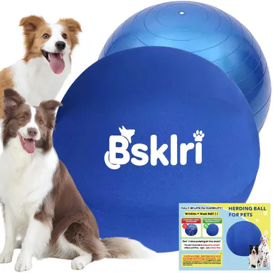 Interactive Herding Ball for Dogs - Inflate & Go Exercise Aid, No Full Inflation Needed, Pushing Ball Toy for Chase Play, Supervised Outdoor Use, Promotes Physical Activity & Mental Stimulation