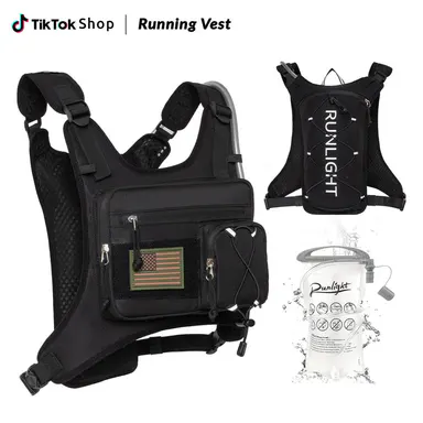 Runlight Lightweight Adjustable Running Hydration Vest with Pistol Holster, 1.5L Water Bladder & Reflective Details - Unisex Trail Running Sport Vest Built for Running and Hiking