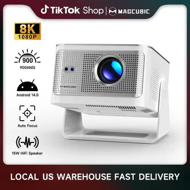 [US warehouse] Magcubic HY350MAX Projector 900ANSI Auto Focus 8K Decode Android 14 Allwinner H726 Built-in 15W HiFi Speaker Dual WiFi6 BT5.4 Native 1080P Portable Smart Home Cinema Movie Night Gift Projectors For Bedroom #tiktokshopstockup