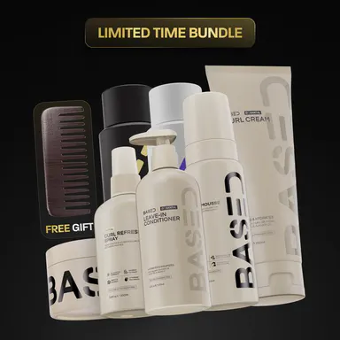 BASED Deluxe Curly Kit | Curl Mousse, Curl Gel, Curl Refresh Spray, Curl Cream, Leave-In Conditioner, Shampoo, Conditioner & Comb | Simple, Effective, BASED.