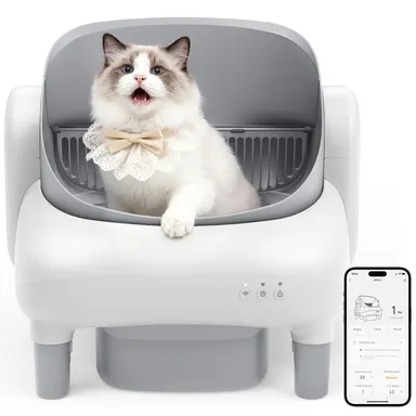 FUMOI Automatic Litter Box for Multi-Cat Homes - Open-Top Self-Cleaner, APP Control, 2.4G WiFi Only, Double-Layered Detection Safety Sensors, Odor Lock, 10.5L Large Waste Bin, Instant Alerts, Reduced Waste#backtoschool#sohochic