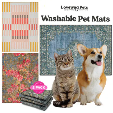 Lovewag Pets Washable Dog Pads - Pack of 2, Eco-Friendly & Leak-Proof Design, Multi-Design Options: Blue Mesa,  Blue Hazel, Guava Stripes, Heirloom Rose, Mosaic Pulse, 36\" x 48\"& 28\" x 41\"