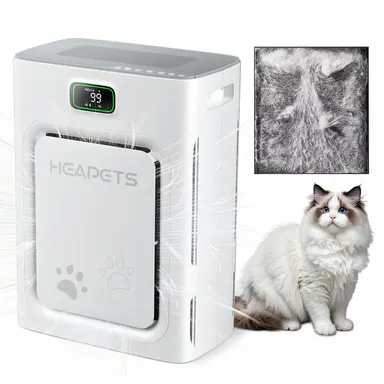 Heapets P358 Pet Air Purifier for Home Large Room 2500 Sq Ft, H13 HEPA Double-Sided Filter with Washable Pre-filter, Adsorbs Pet Hair Dander Odor Allergies Smoke Dust,PM2.5 Air Quality Monitor,Auto Mode