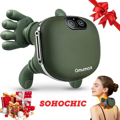 Omumax 2026 Upgraded Version Shoulder Massager Electric Cervical Massager Bionic HandHeating Wireless Portable 3D Kneading Massage for Pain Relief deep Tissue，Leg Neck & Back Massager & Lightweight Gift