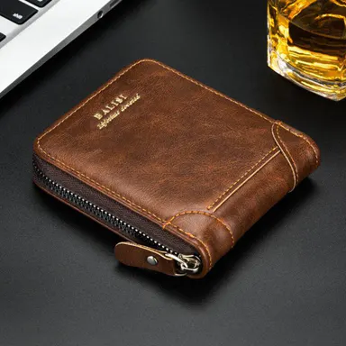 2025 New Men's Bifold Wallet - PU Leather, Retro Style Short Mens Wallet, Zipper Card Holder, Coin Storage Money Bag, Men's Accessories, Do Not Wash, Summervibes backtoschool