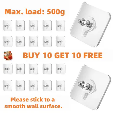 20PCS Acrylic Photo Hooks – Buy 10 Get 10 Free, Stainless Steel & Ceramic Self-Adhesive, Smooth Lightweight Wall-Mount for Room Decor & Organizer, Easy Installation,Perfect for Photos, Keys, Jewelry & Lightweight Items, Versatile Home Accessory