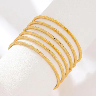 6pcs/lot Different sizes Golden Copper Women's Girls Fixed Size Bangle Bracelet Set 2.3in 2.4in 2.5in 2.6in Trendy Fashionable Accessories