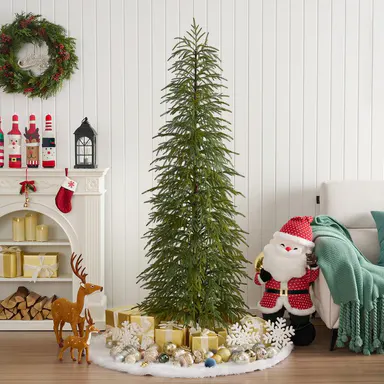 VeriNatural 5/6/7FT Artificial Green Cypress Christmas Tree, Full-Bodied Holiday Tree with Pre-Lit or Unlit Options, Metal Stand, Indoor Xmas Decor