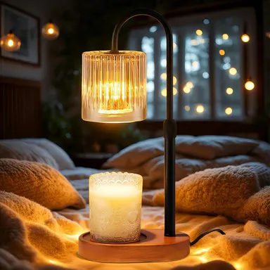 Modern Metal Candle Warmer Lamp with Timer & Brightness Control Adjustable Flameless Safety Cylindrical Decorative for Home Decor & Relaxation Amber-Scented Jar Candle Warmer Lamp
