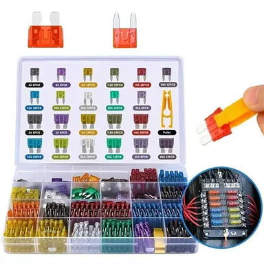 Car Fuse Assortment Kit, Mini Blade Fuses Automotive + Standard Auto Fuses + Puller – Replacement for RV Camper Boat Truck (Product Assortments Vary By SKU. Read the Full Description Prior to Ordering)