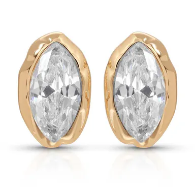 Ettika Crystal Luxe Mini Studs for Women, Mini Gold Studs Clear & Emerald 18K Gold Plated CZ Dainty Earrings