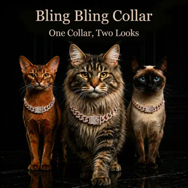 Rose Gold Crystal Detail Luxury Cuban-Style Pet Collar - Elegant Design, Indoor & Outdoor Use, Suitable for Cats & Dogs, Medium-Large Sizing, 2 Available Sizes, All-Season Neck Accessory