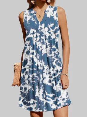 ZEAGOO Women's Casual V-Neck Sundress, Chic A-Line Pleated Boho Dress with Pockets for Work, Comfortable & Breathable, Casual Boho Breathable, Sundresses For Women, Polyester, Lady, Brunch Outfit Ideas, Going Out, Business, Sun Dress, H Type