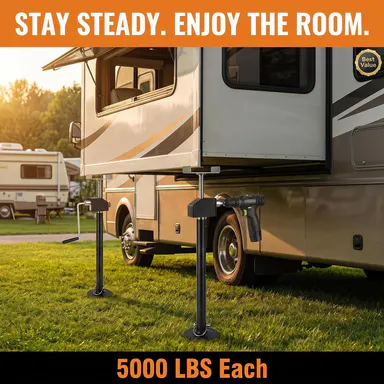 【fathersdaygift】 GARVEE Adjustable Heavy-Duty Steel RV Slide Out Support Jacks Available in 2 or 4 Pack, with Capacities of 5,000 or 10,000 Lbs, Height Range 21.06\" to 34.25\", Black Finish for Reliable RV Support Automotive Vehicle Tool Automotive Tire In