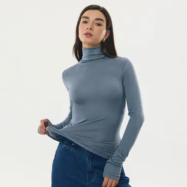 C202 Women Merino Wool Turtleneck Sweater Lightweight Soft Slim Fit Long Sleeve Spring Top,clothes for back to school,first day of school outfits,sohochic