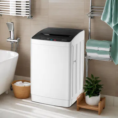 ROVSUN 17.8/25/30LBS Washing Machine, Full-Automatic Portable Washer with Stainless Steel Drum, Electric Laundry Machine, Washer and Spin Dryer Combo with Drain Pump for Home, Apartment