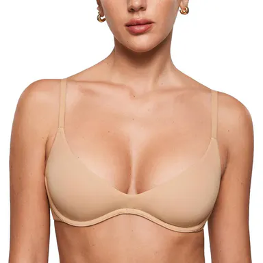 INLYRIC Women's Inbarely Plus Unlined Plunge Bra - Soft Fabric, Adjustable Straps, Medium Stretch, Breathable & Supportive for Low-Cut Outfits
