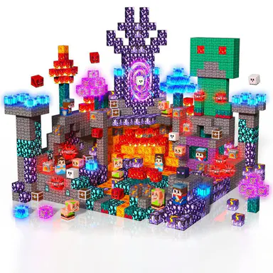 150PCS Light-Up Magnetic Building Tiles, Halloween STEM Building Block Kit, Educational Creative Toy Set, Construction Toys for Kids Ages 3-10, Kidstoys, Creative Building Blocks,summerwins #backtoschool