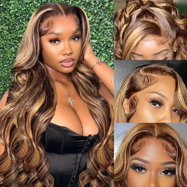 [NEW IN] Yilike Highlight Body Wave Lace Front Wigs Human Hair Honey Blond Ombre Wigs  Body Wave Wig Pre Plucked 13x6 HD Lace Front Wigs Human Hair 150% Density P4/27 Colored for Women Honey Blonde Ombre Lace Front Wig Human Hair Highlight Body Wave