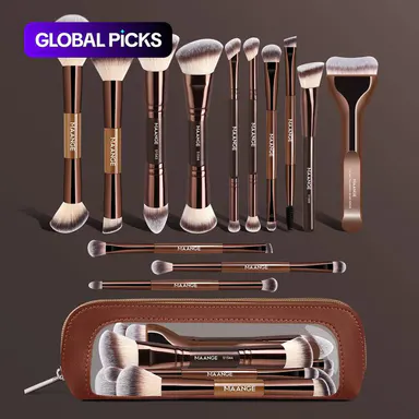 MAANGE 13pcs Makeup Brush Set with Cosmetic Bag, Soft Makeup Brushes, Foundation Brush, Loose Powder Brush, Blush Brush, Contour Brush, Concealer Brush, Eyeshadow Brush, Perfect for Daily Use and Travel, Makeup Brush Kit, Beauty Brush Set
