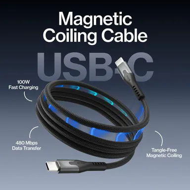 STATIK MagStack USB-C to USB-C: Cable | 100W Fast Charge | 480Mbps Data Sync | Tangle-Free Braided Nylon | For Phones, Tablets, Laptops and Headphones