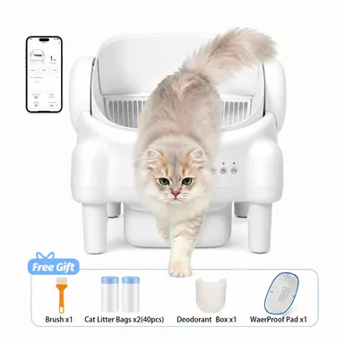 Premium Edition | ECORUI Self-Cleaning Litter Box with FREE APP, Smart Health Alerts & Advanced Safety Monitoring | Open-Top, 10.5L Bin