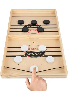 Fast Sling Puck Game - Test Your Speed and Accuracy with This Fast-Paced Wooden Air Hockey Board Game - Guaranteed Fun for Family Night or Friends Party