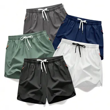 5 piece summer men's thin fabric breathable quick drying beach shorts Men's Drawstring Zipper Pocket Shorts,, Breathable Men'sBottoms for Daily Wear Shorts Pack of5 5 sense gifts for him Summer swim trunks with quick drying Plain Beige Tropical