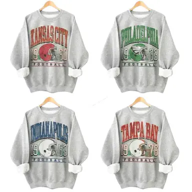 Vintage 90s All Teams Football Ash Grey Sweatshirt, Retro 90s Game Day Crewneck for Men & Women, Soft Cotton Hometown Football Shirt, Sport Graphic Menswear - AG