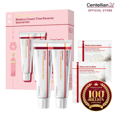[Centellian24] Signature Edition | Madeca Cream Time Reverse 50ml x 2 + Madeca Derma Mask Intensive Formula x 2 | TECA + Cica + Hyaluronic Acid | Firming, Hydration & Skin Barrier Care | Radiance & Soothing Care | Korean Skincare