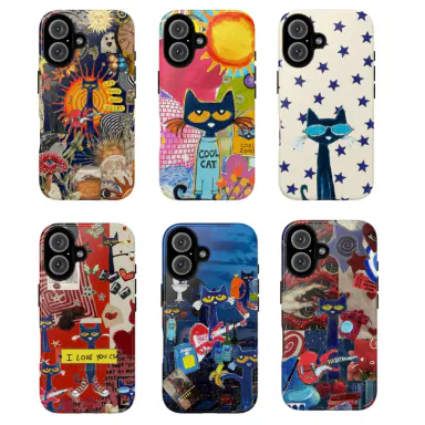 Petee the Cat Durable Shockproof Smartphone Case - Trendy Artistic Design, Lightweight Slim TPU-Polycarbonate Shell, Stylish Protective Phone Accessory, Cute Gift for Cat Enthusiasts, Accessories