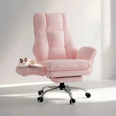 Big and Tall Ergonomic Office Chair - Flip-Up Armrests, 38.6\" Wide Seat with Easy-Clean Fabric & Velvet Accents, 360° Swivel Ease, Reclining, Footrest, Cross-Legged Support, Pet-Friendly, Assembly Required, Bifma-Certified Metal Base, backtoschool  deals,