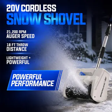 Snow Joe Cordless Shovel, 20V Battery Powered Snow Shovel Kit, Rechargeable Battery + Charger for Fast Driveway Clearing