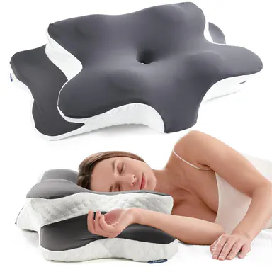 Alcedo Cervical Memory Foam Pillow for Neck and Shoulder Pain Relief, Adjustable Ergonomic Contour Orthopedic Pillow with Cervical Support for Side, Back and Stomach Sleepers