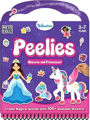 Skillmatics Peelies – Reusable Sticker Activity Book Mess-Free, 100+ Reusable Stickers, DIY Scrapbooking Kit for Toddlers & Preschoolers, Travel Toy, Gifts for Ages 3 to 7