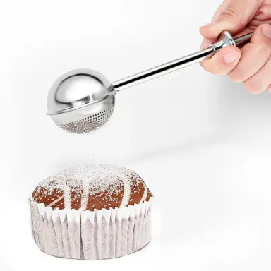Stainless Steel Flour Duster for Baking, Long Handle Flour Sifter, Powdered Sugar Shaker Duster, Baking Sifter, Kitchen Gadgets, Baking Supplies