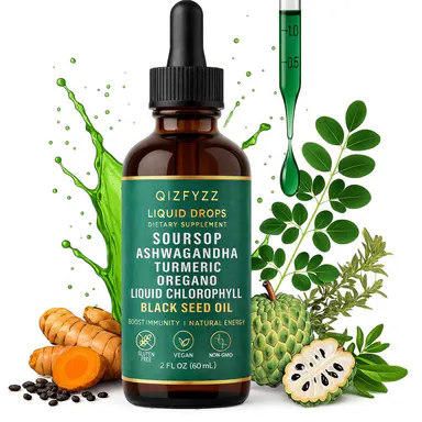 summervibes Qizfyzz Soursop Bitters Liquid Drops 10-in-1 with Nori Moringa Turmeric Black Seed Oil Oregano Ashwagandha Herbal Extracts for Overall Health Vegan Non-GMO 2 fl oz,summerwins,travel essentials