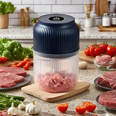 Electric Garlic Chopper,  4 Sharp Blades，Portable Veggie Chopper, 300ML Garlic Grinder Masher Onion Chopper, Blender to Vegetable, Cordless Food Processor for Ginger, Chili, Fruit, Meat, Spices, Beans, etc