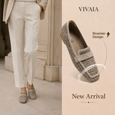 VIVAIA Arch Support Square-Toe Knit Icon Loafers, Mesh Loafers, Slimming Fit With Herbal Arch Support, Lightweight Shoes, Portable Office Work, Travel Essentials, Commute Shoes, Work shoes, Comfortable Loafers, penny loafers(Silvie) tiktokshopbacktoschool
