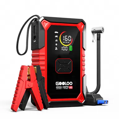 GOOLOO A5 Jump Starter with Air Compressor, 4000A Car Battery Jump Starter (All Gas/10.0L Diesel) with 160PSI Tire Inflator Auto-Off, 45W Output Power Bank, 12V.,car accessories