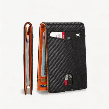 Men's Okicoler Carbon Fiber Ultra-Thin Wallet - Premium Birthday Gift, 11 RFID Shielded Slots, Stealth Leather Design, Business Minimalist Bifold, Multi Functional, Anti Pickpocket Luxury Tech Accessory for Young Professionals, Multi Functional Wallet