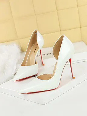 Stylish Women's High Heeled Shoes, Slingback Stiletto Heels, Minimalist Slingback Pumps, European Style Patent Leather, Elegant Party Shoes Hollow Side Design, Classy Fashion Slimming Look, Exquisite Heels for Parties and Events, Elegant Footwear