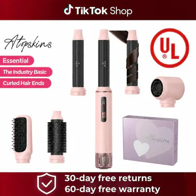 ATOPSKINS 5-in-1 Air Styler LiteStyle Blow Dryer for US Users - Plastic Attachments, Ultra-Lightweight, Straightening My Hair, Hair Curler, Frizz Control, 230°F No Heat Damage Non-Aggressive Styling