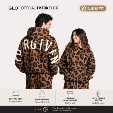 GLO Kingdom Essential Animal Printed Hoodie, Polyester, Tops